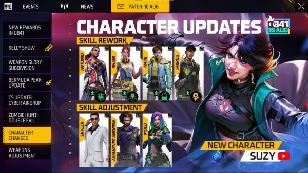 changes in the Free Fire OB41 update