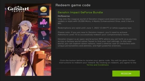 redeem Genshin Impact codes