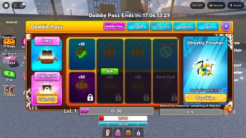 List of All rewards offered by the Baddies Halloween Pass