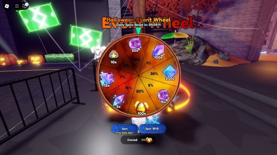 free spin at the Halloween Event Wheel