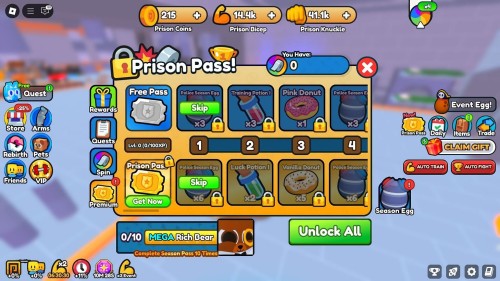 Arm Wrestle Simulator Prison Pass rewards